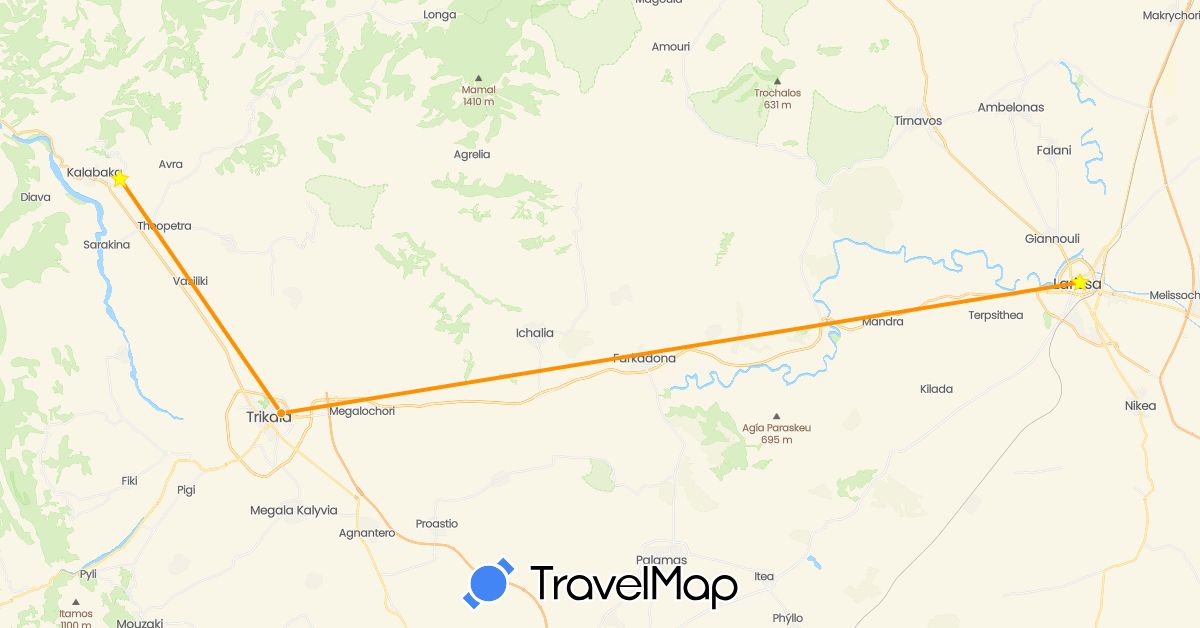 TravelMap itinerary: driving, hitchhiking in Greece (Europe)
